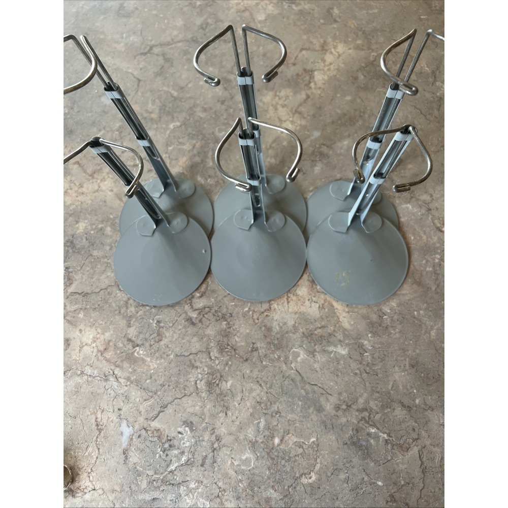 Kaiser Gray Doll 4.5" Around Stands Lot of 6 Extends From 7" To 12"